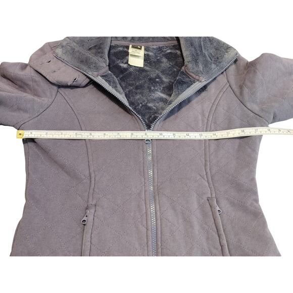 The North Face Quilted Fleece Jacket Full Zip Stand Up Neck Purple Womens Small - Picture 5 of 7